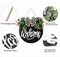Farmhouse Wreath Wall Decor 30cm Round Wooden Hanging Housewarming Welcome Sign for Front Door Porch Decor Outdoor and Indoor Home Decor (Black)